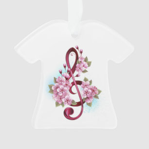 Musikalische Tischtennisnotizen mit Sakura-Blume Ornament