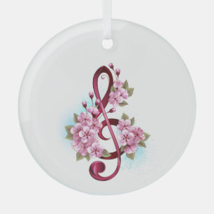 Musikalische Tischtennisnotizen mit Sakura-Blume Ornament Aus Glas