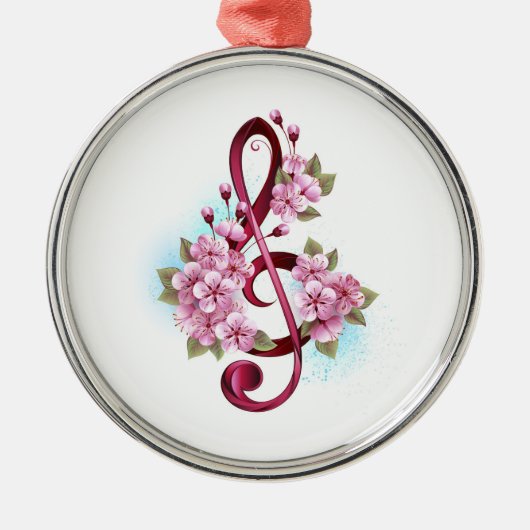 Musikalische Tischtennisnotizen mit Sakura-Blume Ornament Aus Metall (Vorne)