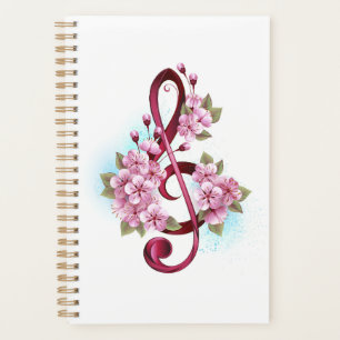 Musikalische Tischtennisnotizen mit Sakura-Blume Planer