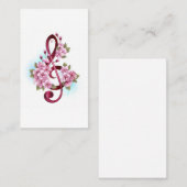 Musikalische Tischtennisnotizen mit Sakura-Blume Platzkarte (Vorne/Hinten)