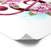Musikalische Tischtennisnotizen mit Sakura-Blume Poster (Ecke)