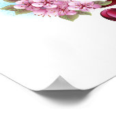 Musikalische Tischtennisnotizen mit Sakura-Blume Poster (Ecke)