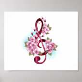 Musikalische Tischtennisnotizen mit Sakura-Blume Poster (Vorne)