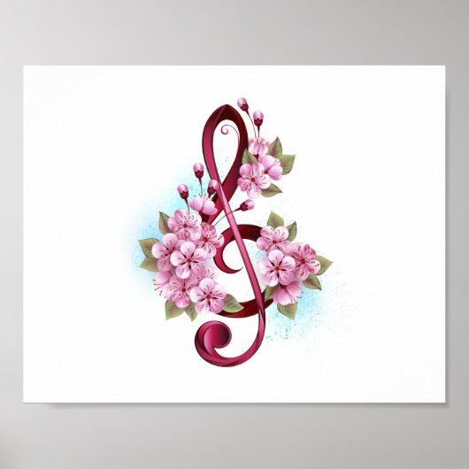 Musikalische Tischtennisnotizen mit Sakura-Blume Poster (Vorne)