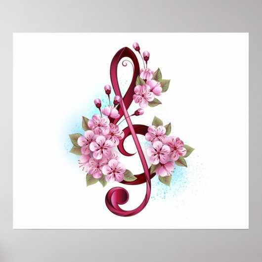 Musikalische Tischtennisnotizen mit Sakura-Blume Poster (Vorne)