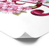 Musikalische Tischtennisnotizen mit Sakura-Blume Poster (Ecke)