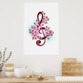 Musikalische Tischtennisnotizen mit Sakura-Blume Poster (Küche)