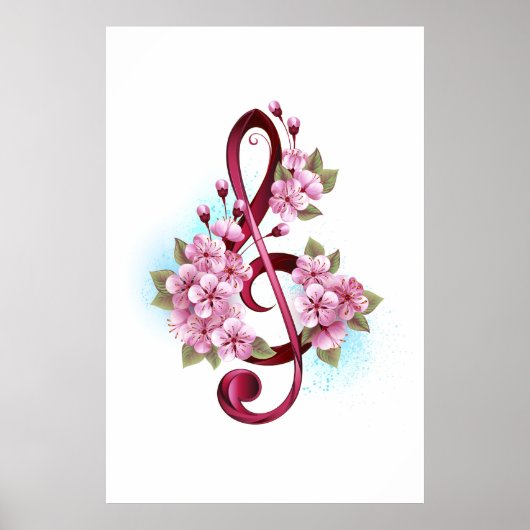 Musikalische Tischtennisnotizen mit Sakura-Blume Poster (Vorne)