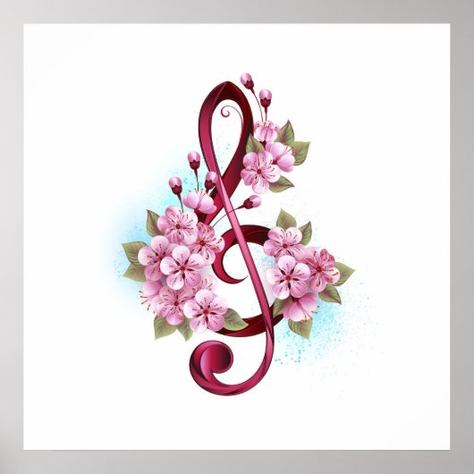 Musikalische Tischtennisnotizen mit Sakura-Blume Poster (Vorne)