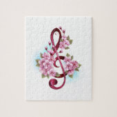 Musikalische Tischtennisnotizen mit Sakura-Blume Puzzle (Vertikal)