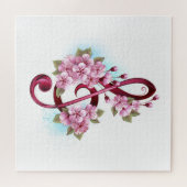 Musikalische Tischtennisnotizen mit Sakura-Blume Puzzle (Horizontal)