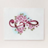 Musikalische Tischtennisnotizen mit Sakura-Blume Puzzle (Horizontal)