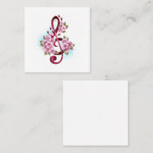 Musikalische Tischtennisnotizen mit Sakura-Blume Quadratische Visitenkarte (Vorne/Hinten)