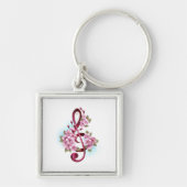 Musikalische Tischtennisnotizen mit Sakura-Blume Schlüsselanhänger (Vorne)