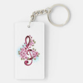 Musikalische Tischtennisnotizen mit Sakura-Blume Schlüsselanhänger (Rückseite)