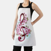 Musikalische Tischtennisnotizen mit Sakura-Blume Schürze (InSitu)