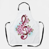 Musikalische Tischtennisnotizen mit Sakura-Blume Schürze (Vorderseite)