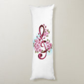 Musikalische Tischtennisnotizen mit Sakura-Blume Seitenschläferkissen (Rückseite (Vertikal))