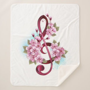 Musikalische Tischtennisnotizen mit Sakura-Blume Sherpadecke