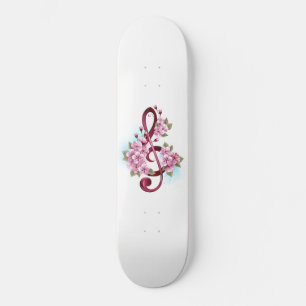 Musikalische Tischtennisnotizen mit Sakura-Blume Skateboard