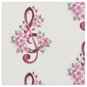 Musikalische Tischtennisnotizen mit Sakura-Blume Stoff