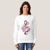 Musikalische Tischtennisnotizen mit Sakura-Blume Sweatshirt (Vorne ganz)