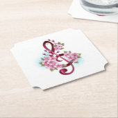 Musikalische Tischtennisnotizen mit Sakura-Blume Untersetzer (angewinkelt)