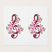 Musikalische Tischtennisnotizen mit Sakura-Blume Visitenkarten (Außenseite Aufgefaltet)