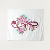 Musikalische Tischtennisnotizen mit Sakura-Blume Wandteppich (Vorderseite (Horizontal))