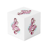 Musikalische Tischtennisnotizen mit Sakura-Blume Würfel (Rückseite Schrägansicht)