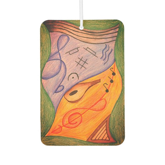Musikalische Treble Clef farbenfrohe Musiksymbole Autolufterfrischer (Vorderseite)