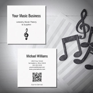 Musikalische Treble Clef QR Musikunterricht Quadratische Visitenkarte