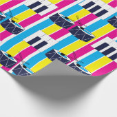 Musikalische Trommeln Piano Töne farbenfrohe Strei Geschenkpapier (Ecke)