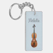 Musikalische Violine Custom Script blau Schlüsselanhänger (Vorderseite links)