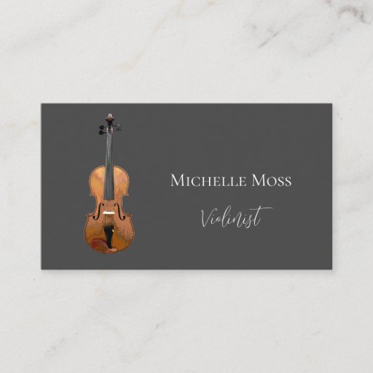 Musikalische Violine Klassische Musik Einfach Grau Visitenkarte (Vorderseite)