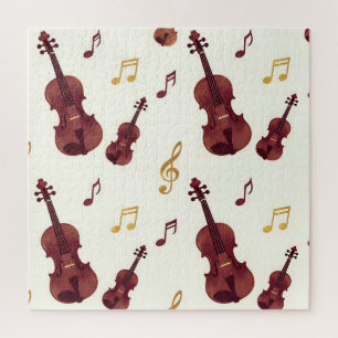 Musikalische Violinen Nahtloses Muster Puzzle