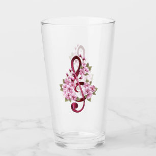 Musikalische Violinschlüssel-Noten mit Sakura-Blüt Glas