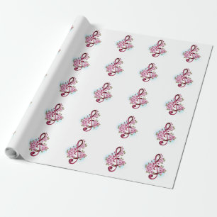 Musikalische Violinschlüsselnoten mit Sakura-Blüte Geschenkpapier
