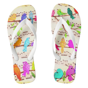 Musikalische Vögel Flip Flops Badesandalen