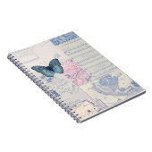 Musikalischer Butterfly in Blue und White Notebook Notizblock (Rechte Seite)