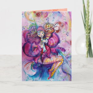 MUSIKALISCHER CLOWN Pink Sparkles Feiertagskarte