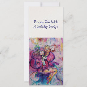 MUSIKALISCHER CLOWN, rosa blau, gold metallisch Einladung