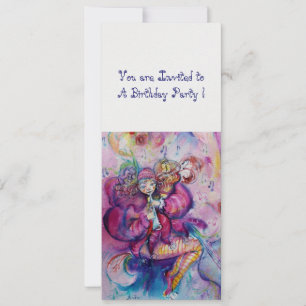 MUSIKALISCHER CLOWN, rosa blau, weißes Eis metalli Einladung