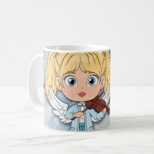 Musikalischer Engel Comic mit einer Violine Kaffeetasse