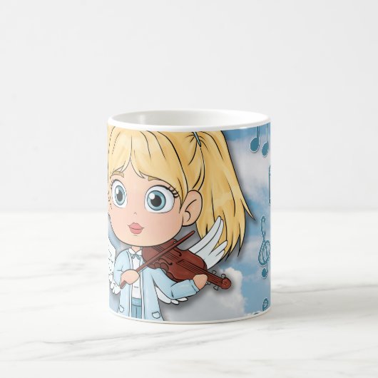 Musikalischer Engel Comic mit einer Violine Kaffeetasse (Mittel)