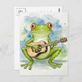 Musikalischer Frosch Wasserfarbenkarte für Postübe Postkarte (Vorne/Hinten)