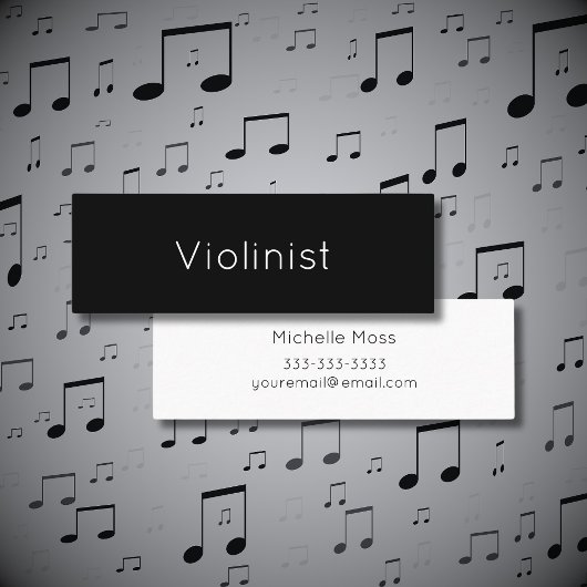 Musikalischer Minimalistischer Violinist Black Mini Visitenkarte