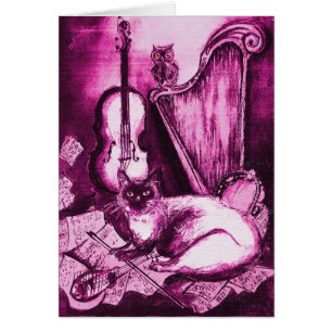 MUSIKALISCHER MUTTERTAG KATZE & EULE ,Pink Fuchsie