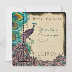 Musikalischer Pfau-Vogelkäfig-Aubergine-Save-the-D Save The Date